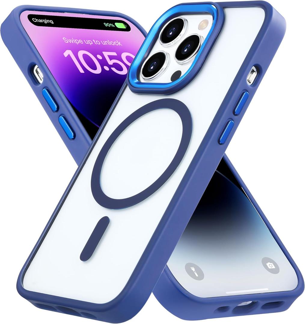 Magnetic Case for iPhone 13 Pro Case, [Military Grade Drop Tested] [Compatible with MagSafe] Slim Protective Cover, Translucent Matte Shockproof Case 13 Pro Phone Case 6.1", Clear Blue