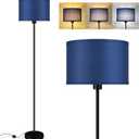 BoostArea Floor Lamp Blue, Standing Lamp, Small Floor Lamps for Living Room, Simple LED Tall Lamp with Lampshade, On/Off Foot Switch, Corner Pole Lamps for Bedroom/Office/Kids' Room(Without Bulb)