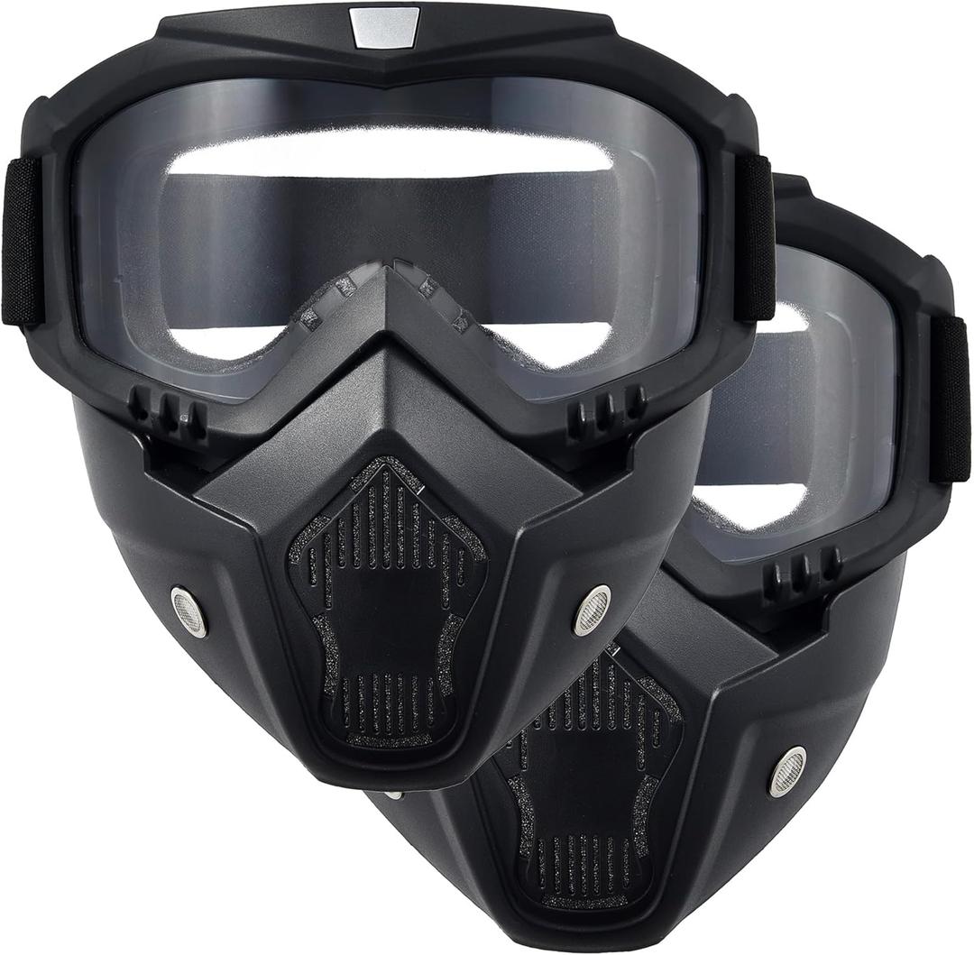 Paintball Mask Anti Fog,Airsoft Mask Full Face,Tactical Mask, Motorcycle Helmet Goggles with Removable Face Mask for Men Women (2Clear)