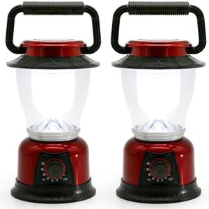 LED Lantern Variable Power Retro Battery Powered Camping Light, COB High Brightness Dimmable Camping Lamp for Hiking, Fishing, Repairing and Emergency Lighting (Red-2 Pack)