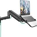 MOUNT PRO Laptop Wall Mount, 2-in-1 Monitor Wall Mount with Vented Tray for 11-17" Notebook/13-32 Computer Screen, Full Motion Adjustable Laptop Holder Stand, Gas Spring Laptop Arm Holds 4.4-22 lbs