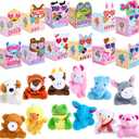 JOYIN 24 Pcs Valentine's Day Plush Toys with Boxes, Mini Stuffed Toys & Cardstock Boxes with 12 Designs, Valentines Day Kids Boys Girls Gift Classroom Prize Goodie Bag Stuffers Party Favor