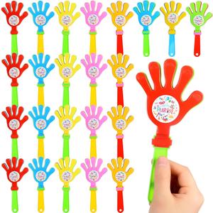 24 Pcs Purim Hand Clappers Noisemakers 7.5 Inch Plastic Purim Day Party Clapper Colorful Jewish Carnival Festival Noise Makers Mini Jewish Carnival Clapping Hand Clown Mask Party Favors