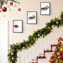 HKBS Framed Christmas Wall Art Decor, Set of 3 Christmas Wall Canvas Prints Pictures Farmhouse Santa Claus Is Coming To Town for Holiday Home Decorations Indoor (Black, 12"x16", Framed)