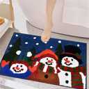 Quimoy Christmas Bath Mat, Non Slip Washable Snowman Bathroom Rugs, Shaggy Christmas Bath Rug for Winter Bathroom Decor