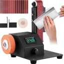 Knife Sharpening Belt Sander Electric Sander 1.2x15in Mini Electric Belt Grinder Variable Speed with 15PCS Abrasive Belt for Wood Metal Knife Leather