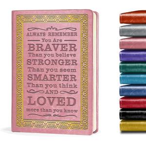 Pink A5 Lined Leather Journal Notebook,Inspirational Leather Journal Notebook for Men Women,200 Pages 100 Gsm Thick Ruled Paper Daily Diary for School,Travel,Business,Work (Pink)