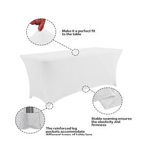 Rectangular Fitted Events Stretch White Table Covers Washable Spandex Spring Tablecloth Protector for Party, Wedding, Cocktail, Banquet, Festival Rectangular Fitted Events Stretch White Table Covers Washable Spandex Spring Tablecloth Protector for Party, Wedding, Cocktail, Banquet, Festival