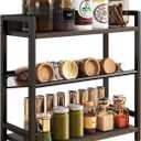 IBUYKE 3-Tier Spice Rack Industrial Counter Shelf Desktop Storage Organizer Standing Seasoning Rack for Countertop Kitchen Office Living Room Desktop Dark Grey UTLJ021G