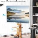 Universal Floor TV Stand with Height Adjustable and Media Shelf for 32-70 inch Flat Screen TV, Swivel TV Mounts Stand with Solid Wood Base for Living Room, Light Walnut