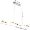 LED Modern Wave Pendant Light, Acrylic Linear Chandeliers Ceiling Mount Lighting Fixture for Kitchen Island, Dining Room, Living Room (Light Source: White), 98CM