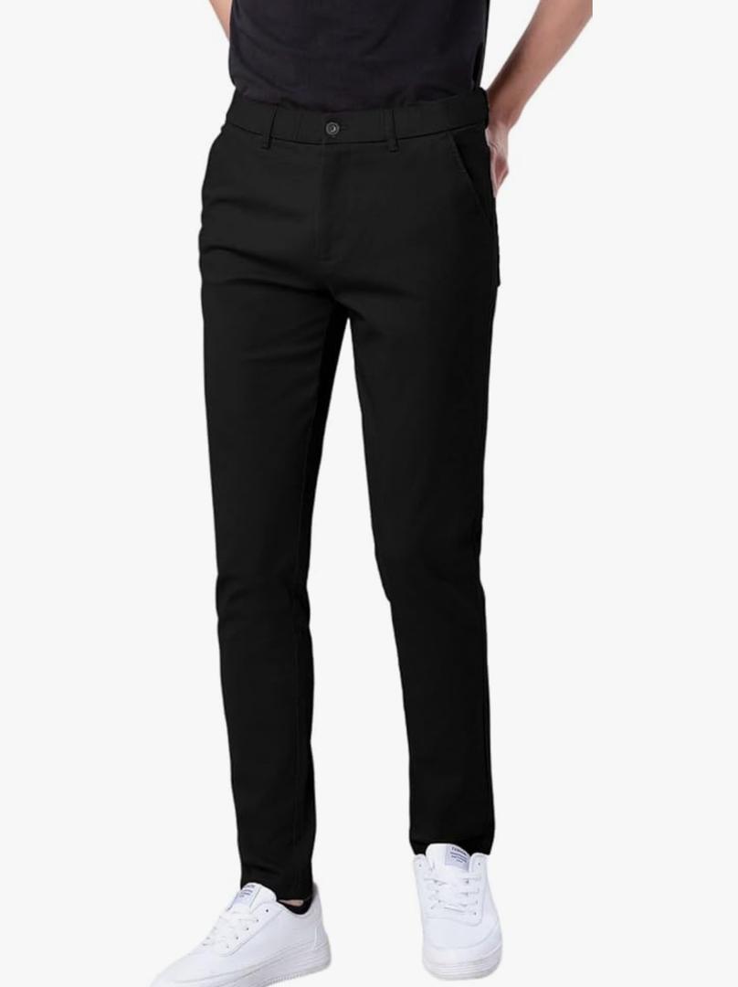 Plaid&Plain Men's Skinny Stretchy Khaki Pants Colored Pants Slim Fit Slacks Tapered Trousers, 33Wx28L