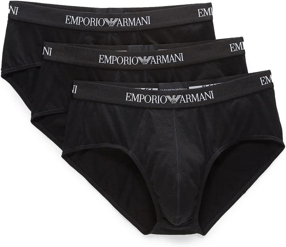 Emporio Armani mens Cotton Briefs , Small, Black