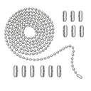 120" Ceiling Fan Pull Chain Extender - Stainless Steel Ball Chain with 12 Connectors, Adjustable Length for Fan/Light Fixtures, Lamp, Curtains, Dog Tags (3mm Bead Diameter, Cut-to-Size)