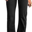 Flamingals Women's Wide Leg Pants for Women Mid Waist Dress Flare Straight Leg Corduroy Pants Work 31" Inseam Trouser