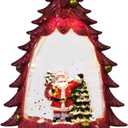 Christmas Snow Globe, Glitter Lighted Mini Christmas Tree Tabletop Decor-Santa Claus