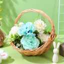 POPETPOP Wicker Picnic Basket with Handle, Empty Organiser to Fill Picnic Hamper Wedding Flower Girl Baskets for Garden, 8.66x7.07x7.87 Inches