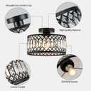 Rpzloila Crystal Ceiling Light Fixture, Modern Flush Mount Ceiling Light, Black Crystal Chandelier for Kitchen Bedroom Bathroom Entryway Hallway