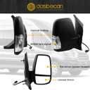 Dasbecan Right Passenger Side Mirror Replacement Compatible with 2015-2025 Ford Transit 150 250 350 Manual Folding, Power Heated, Turn Light, Convex Mirror Matte Black Short Arm