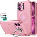 ESR for iPhone 16 Plus Phone Case with Stand, 23ft Military-Grade Drop Protection with Camera Control, Shock-Absorbing Rugged Cover, Compatible with MagSafe Accessories, Cyber Series, Pink