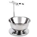Deluxe Shaving Razor & Brush Stand with Double Layer Stainless Steel Soap Bowl Set,Compatible with Cartridge Razor,Gillette Razor,Safety Razor,Badger Shaving Brush,Gifts for Him (Chrome)
