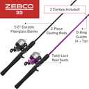 Zebco 33 Spincast Reel and 2-Piece Fishing Rod Combo, 5-Foot 6-Inch Durable Fiberglass Rod, Quickset Anti-Reverse Fishing Reel with Bite Alert