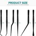 Kitchen Tweezer Tongs Set,6 Pcs Kitchen Tweezers,6.3" Cooking Tweezers Set,Stainless-Steel Food Chef Culinary Tweezers Tongs for Baking Decorating Feeding Plating,Black