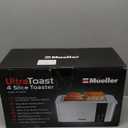 Mueller UltraToast Full Stainless Steel Toaster 4 Slice, Long Extra-Wide Slots for Bagels and Waffles, 6 Browning Levels, LED Display, Cancel/Defrost/Reheat Functions & Removable Tray, Kitchen Gadgets