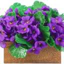 Suncalla 6 Pack Purple African Violet Artificial Silk Flower Bushes Individual Artificial Violet Flowers Houseplant