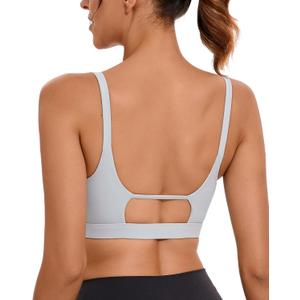 RUNNING GIRL Sports Bras for Women,Square Neck Sports Bra Medium Support Yoga Bra Workout Crop Top with Removable Cups (Gray, XXL)