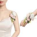 Ling's moment 2pcs Prom Wrist/Shoulder Corsage Artificial Flower, Girl/Mother Homecoming/Wedding Corsage Wristlet Décor, etc. Blush Cream