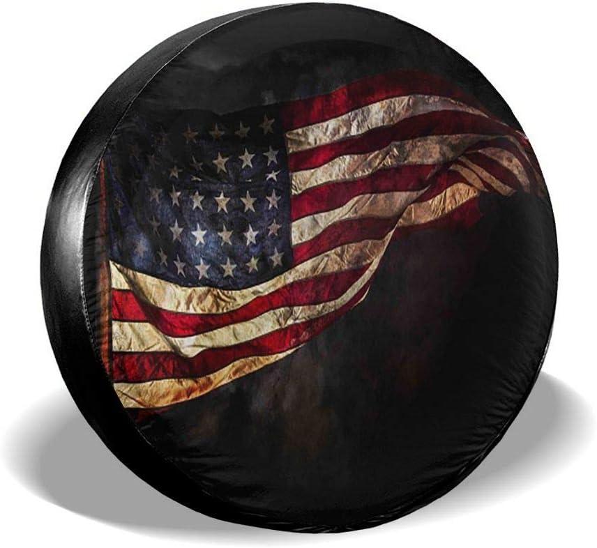 Wheel Tire Cover Spare Car Tire Cover, 33in, Flying American Flag Universal Tire Cover Wheel Protector Waterproof Dust-proof UV Sun Tire Cover
