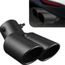 Dual Exhaust Tips, Stainless Steel Car Muffler Exhausts with Bolt, 2.48" Double Outlet Bending Auto Tail Pipe Muffler Tip, Universal Car Exhaust Pipe Modification Accessories (Black)