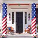 Chumia 2 Pcs 4th of July Decorations Patriotic American Flag Column Wraps 108 x 54" Independence Day Porch Pillar Covers Outdoor for Memorial Veterans Labor Day Stars and Stripes Post Yard Signs