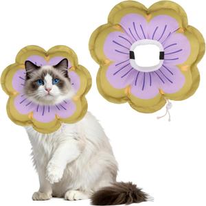 EXPAWLORER Cat Cone Collar Soft, Cat E Collar Recovery After Surgery to Stop Licking, Adjustable Waterproof Cute Neck Elizabethan Pet Kitten Puppy Donut Pillow for Cats Puppy Wound Healing, Greens Medium