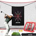 Golf Net, 10x7ft Practice Net with Chipping Net, Foldable Mat, Silk Target, 8 Tees, 6 Balls, Carry Bag, Golf Hiting Nets for Backyard Driving Chipping Indoor Outdoor Use
