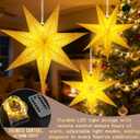 Large Paper Star Lanterns with Lights, 3D Hollow Out Christmas Paper Lanterns, 4Pcs Foldable Decorative Christmas Hanging Decorations for Xmas Wedding New Year Party Home Decor Indoor, 24/18 Inch