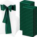 Pesonlook 120 PCS Forest Green Satin Chair Sashes Bows,Satin Chair Sashes Universal Chair Cover for Wedding Reception Restaurant Event Decoration Banquet,Party,Hotel Event Decorations (7 x 108 inch)