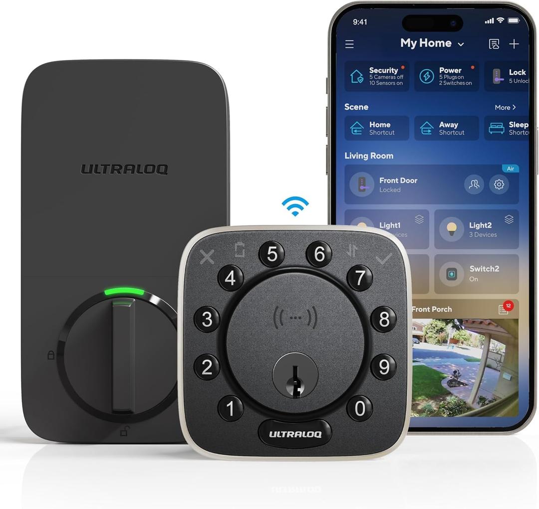 ULTRALOQ 2025 Upgrade Bolt NFC Smart Door Lock, Built-in WiFi Deadbolt 6-in-1 Keypad Keyless Entry Door Lock & Door Sensor,Auto Unlock,IP65 Waterproof,Easy Installation,BHMA Grade AAA
