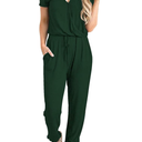 PRETTYGARDEN Jumpsuits for Women Dressy 2025 Summer Casual Short Sleeve Romper Spring Airport Beach Vacation Travel Outfits (Medium, Green)