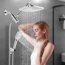 12" Rain Shower Head with Handheld Spray, Rainfall Shower Head with Handheld Combo, 11" Stainless Steel Extension Arm with Height & Angle Adjustable High Pressure Showerheads, Chrome