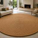 8 ft Round Handwoven 100% Natural Jute Area Rug, Reversible