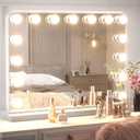 Keonjinn White Vanity Mirror with Lights 23" x 18", 15 LED Bulbs Hollywood Makeup Mirror with 2 Replacement Bulbs, 3-Color Lights, Aluminum Metal Frame, USB Charging Port for Gift Birthday Anniversary