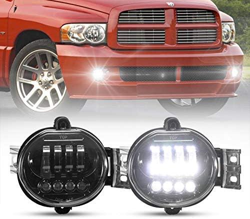 BUNKER INDUST Dodge Ram LED Fog Lights with Daytime Running Lights Set,1 Pair Clear Lens Fog Bumper Lamps Replacement for 2003 2004 2005 2006 2007 2008 Dodge Ram 1500 2500 3500