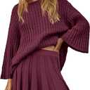 SENSERISE Womens Sweater Sets 2 Piece Outfits Long Sleeve Top and Skirts Set Loungewear Fall Clothes (Medium, Color: Burgundy Red)