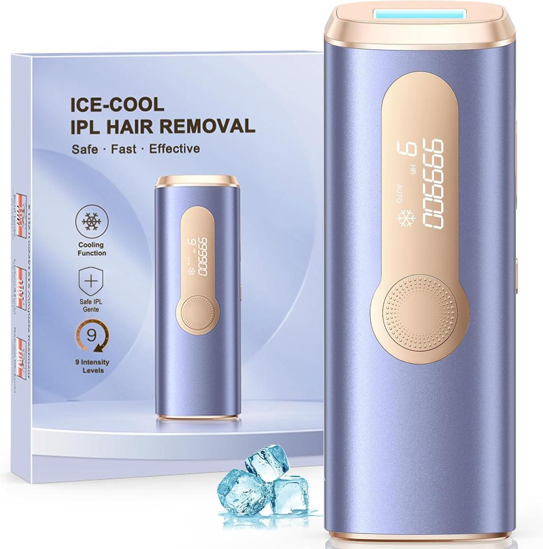 Laser Hair Removal, IPL Hair Removal with Ice-Cooling System for Nearly Painless & Long-Lasting Result, Safe At-Home Hair Remover Device for Armpits Back Legs Arms Face Bikini Line, Purple Laser Hair Removal, IPL Hair Removal with Ice-Cooling System for Nearly Painless & Long-Lasting Result, Safe At-Home Hair Remover Device for Armpits Back Legs Arms Face Bikini Line, Purple