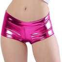 Kepblom Women's Shiny Metallic Rave Booty Shorts Hot Pants Dance Bottom (Large)