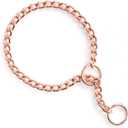 TSPRO Stainless Steel Heavy Duty Metal Dog Collar, Adjustable and Durable Pet Collar for Small Dogs, Ideal for Walking and Training (Rose Gold, 3MM*14-17 inches)