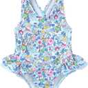 Toddler Swimsuit Girl Infant One Piece Swimwear Stripe Floral Summer Beach Bathing Suits with Bowknot