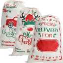 CCINEE 3Pack Christmas Santa Sacks Christmas Gift Bags with Drawstring 26" x 19" Large Xmas Santa Burlap Sacks for Giant Presents Gift Wrap Storage Bag Holiday Party Supply